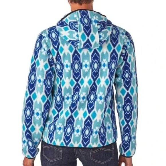 Patagonia Synchilla Full Zip Hooded Fleece Jacket Blue Aztec Size Small - Picture 2 of 16